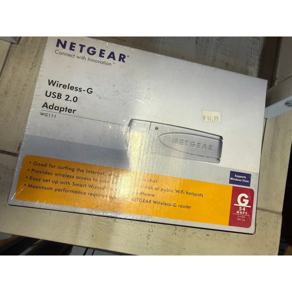Netgear Wireless G Usb 2.0 Adapter Wg111 54 Mbps 2.4 Ghz 802.11G New In Box